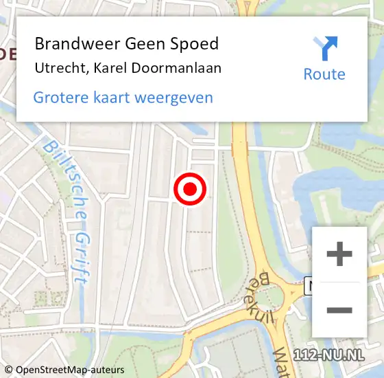 Locatie op kaart van de 112 melding: Brandweer Geen Spoed Naar Utrecht, Karel Doormanlaan op 19 februari 2024 12:19