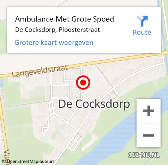 Locatie op kaart van de 112 melding: Ambulance Met Grote Spoed Naar De Cocksdorp, Ploosterstraat op 19 februari 2024 12:26