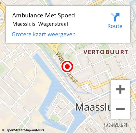 Locatie op kaart van de 112 melding: Ambulance Met Spoed Naar Maassluis, Wagenstraat op 19 februari 2024 13:50
