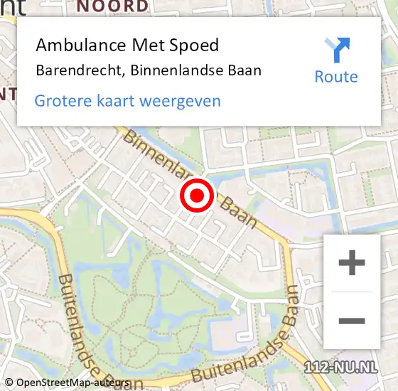 Locatie op kaart van de 112 melding: Ambulance Met Spoed Naar Barendrecht, Binnenlandse Baan op 19 februari 2024 14:16