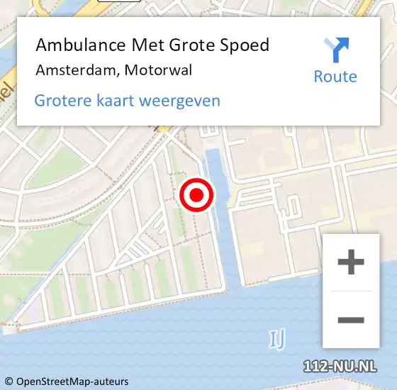 Locatie op kaart van de 112 melding: Ambulance Met Grote Spoed Naar Amsterdam, Motorwal op 19 februari 2024 14:22