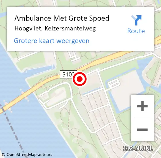 Locatie op kaart van de 112 melding: Ambulance Met Grote Spoed Naar Hoogvliet, Keizersmantelweg op 19 februari 2024 14:28