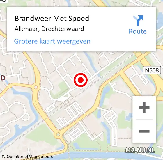 Locatie op kaart van de 112 melding: Brandweer Met Spoed Naar Alkmaar, Drechterwaard op 19 februari 2024 14:53