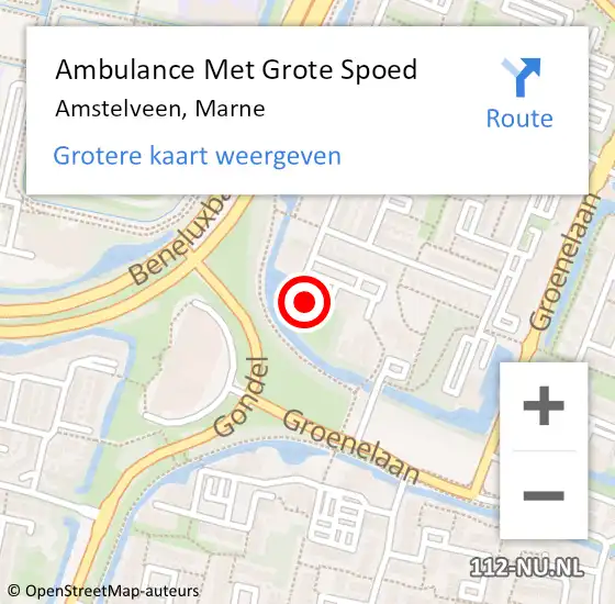Locatie op kaart van de 112 melding: Ambulance Met Grote Spoed Naar Amstelveen, Marne op 19 februari 2024 15:29
