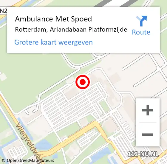 Locatie op kaart van de 112 melding: Ambulance Met Spoed Naar Rotterdam, Arlandabaan Platformzijde op 19 februari 2024 16:03