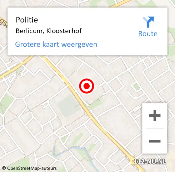 Locatie op kaart van de 112 melding: Politie Berlicum, Kloosterhof op 19 februari 2024 17:08