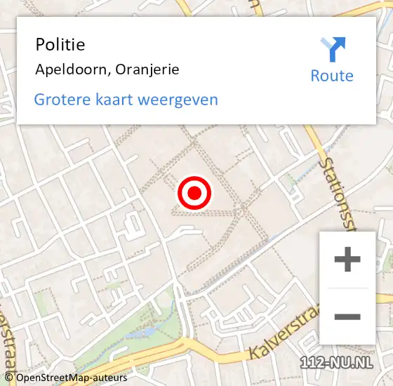 Locatie op kaart van de 112 melding: Politie Apeldoorn, Oranjerie op 19 februari 2024 17:19