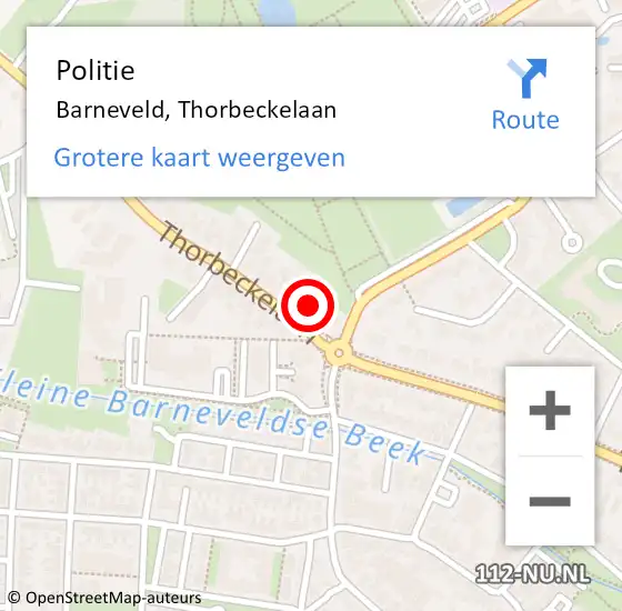 Locatie op kaart van de 112 melding: Politie Barneveld, Thorbeckelaan op 19 februari 2024 17:38