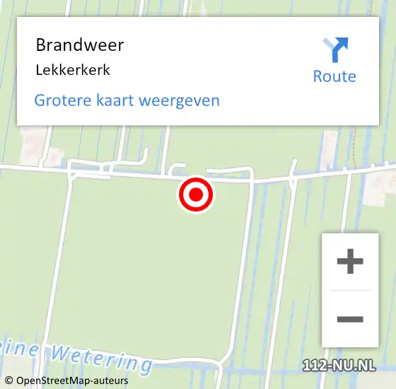 Locatie op kaart van de 112 melding: Brandweer Lekkerkerk op 19 februari 2024 17:43