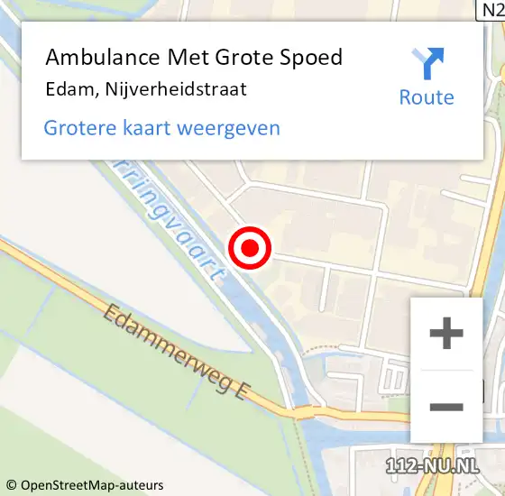 Locatie op kaart van de 112 melding: Ambulance Met Grote Spoed Naar Edam, Nijverheidstraat op 19 februari 2024 21:09