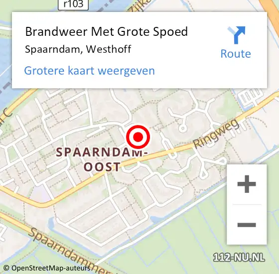 Locatie op kaart van de 112 melding: Brandweer Met Grote Spoed Naar Spaarndam, Westhoff op 19 februari 2024 21:30