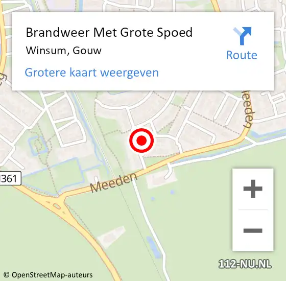 Locatie op kaart van de 112 melding: Brandweer Met Grote Spoed Naar Winsum, Gouw op 19 februari 2024 21:37