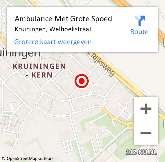 Locatie op kaart van de 112 melding: Ambulance Met Grote Spoed Naar Kruiningen, Welhoekstraat op 26 september 2014 13:47