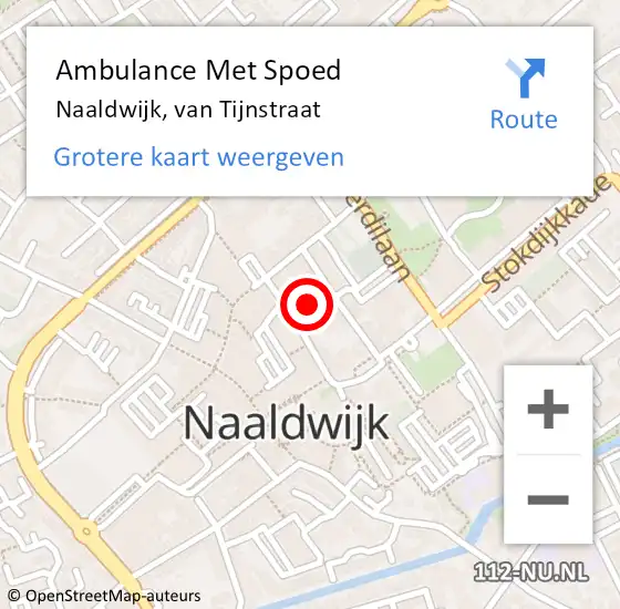 Locatie op kaart van de 112 melding: Ambulance Met Spoed Naar Naaldwijk, van Tijnstraat op 19 februari 2024 22:23