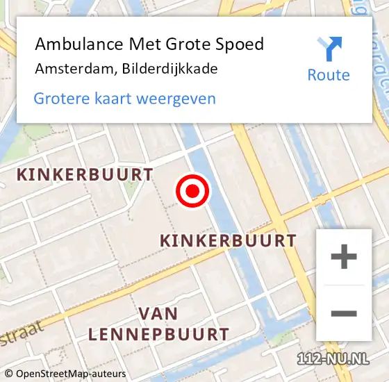 Locatie op kaart van de 112 melding: Ambulance Met Grote Spoed Naar Amsterdam, Bilderdijkkade op 19 februari 2024 23:23