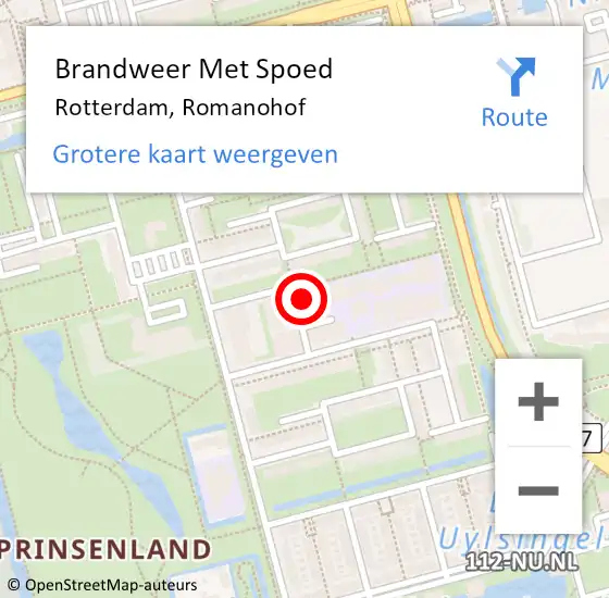 Locatie op kaart van de 112 melding: Brandweer Met Spoed Naar Rotterdam, Romanohof op 20 februari 2024 00:28
