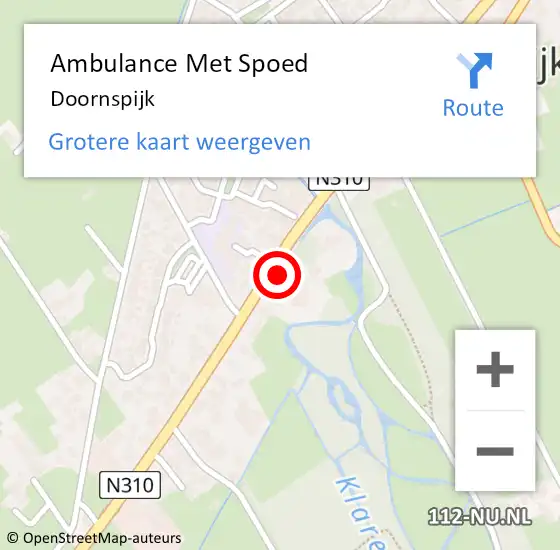 Locatie op kaart van de 112 melding: Ambulance Met Spoed Naar Doornspijk op 20 februari 2024 01:20