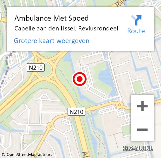 Locatie op kaart van de 112 melding: Ambulance Met Spoed Naar Capelle aan den IJssel, Reviusrondeel op 20 februari 2024 01:39