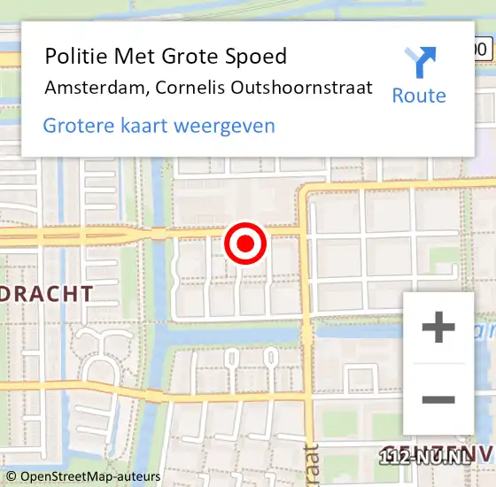 Locatie op kaart van de 112 melding: Politie Met Grote Spoed Naar Amsterdam, Cornelis Outshoornstraat op 20 februari 2024 05:22