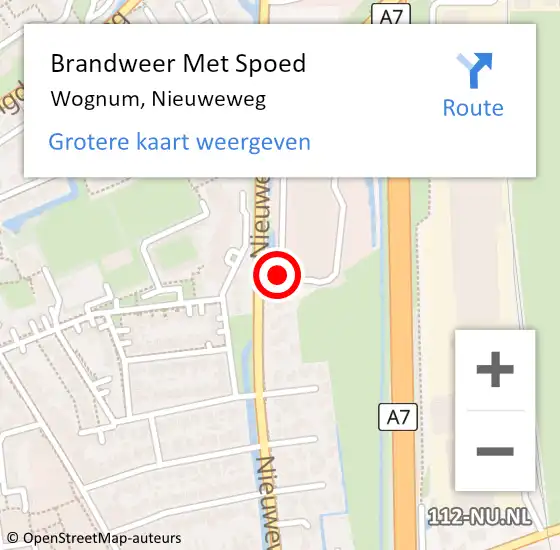 Locatie op kaart van de 112 melding: Brandweer Met Spoed Naar Wognum, Nieuweweg op 20 februari 2024 08:39