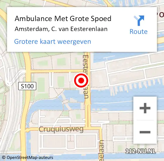 Locatie op kaart van de 112 melding: Ambulance Met Grote Spoed Naar Amsterdam, C. van Eesterenlaan op 20 februari 2024 08:39