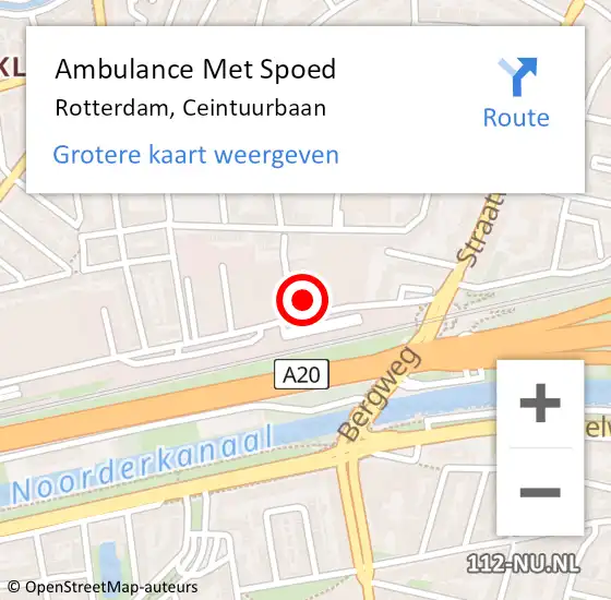Locatie op kaart van de 112 melding: Ambulance Met Spoed Naar Rotterdam, Ceintuurbaan op 20 februari 2024 09:07