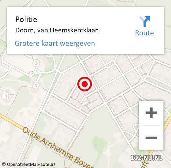 Locatie op kaart van de 112 melding: Politie Doorn, van Heemskercklaan op 20 februari 2024 09:37