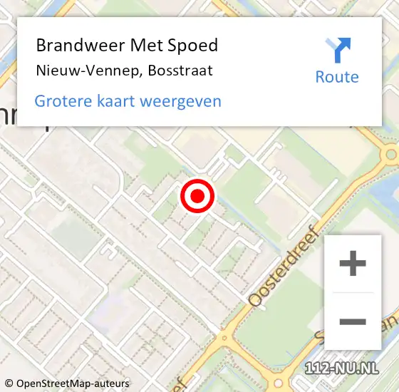 Locatie op kaart van de 112 melding: Brandweer Met Spoed Naar Nieuw-Vennep, Bosstraat op 20 februari 2024 10:10
