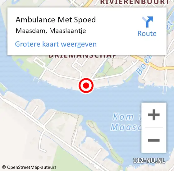 Locatie op kaart van de 112 melding: Ambulance Met Spoed Naar Maasdam, Maaslaantje op 20 februari 2024 10:34