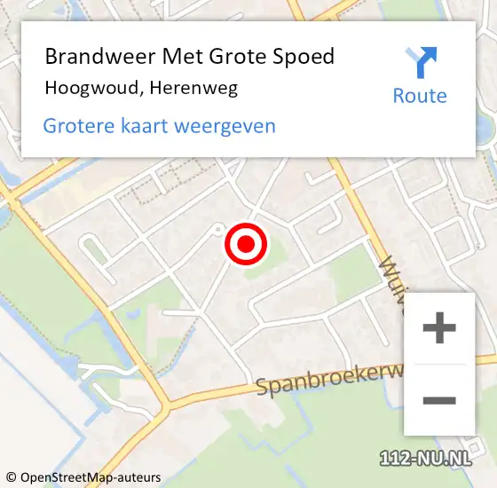 Locatie op kaart van de 112 melding: Brandweer Met Grote Spoed Naar Hoogwoud, Herenweg op 20 februari 2024 10:52