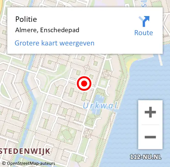 Locatie op kaart van de 112 melding: Politie Almere, Enschedepad op 20 februari 2024 10:55
