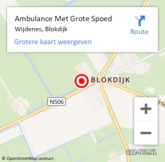 Locatie op kaart van de 112 melding: Ambulance Met Grote Spoed Naar Wijdenes, Blokdijk op 20 februari 2024 11:19