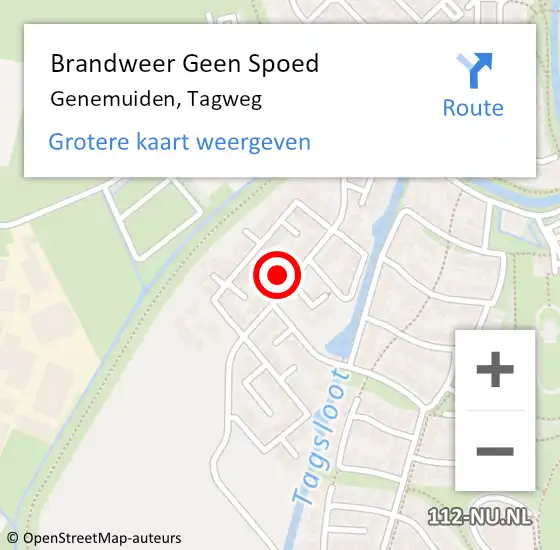 Locatie op kaart van de 112 melding: Brandweer Geen Spoed Naar Genemuiden, Tagweg op 20 februari 2024 11:51