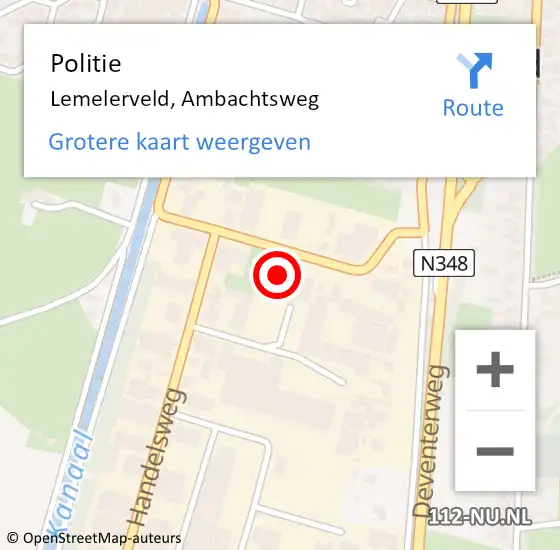 Locatie op kaart van de 112 melding: Politie Lemelerveld, Ambachtsweg op 20 februari 2024 11:54