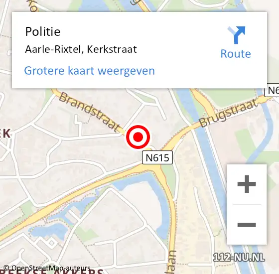 Locatie op kaart van de 112 melding: Politie Aarle-Rixtel, Kerkstraat op 20 februari 2024 12:08