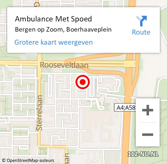 Locatie op kaart van de 112 melding: Ambulance Met Spoed Naar Bergen op Zoom, Boerhaaveplein op 20 februari 2024 12:10