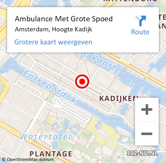 Locatie op kaart van de 112 melding: Ambulance Met Grote Spoed Naar Amsterdam, Hoogte Kadijk op 20 februari 2024 12:32