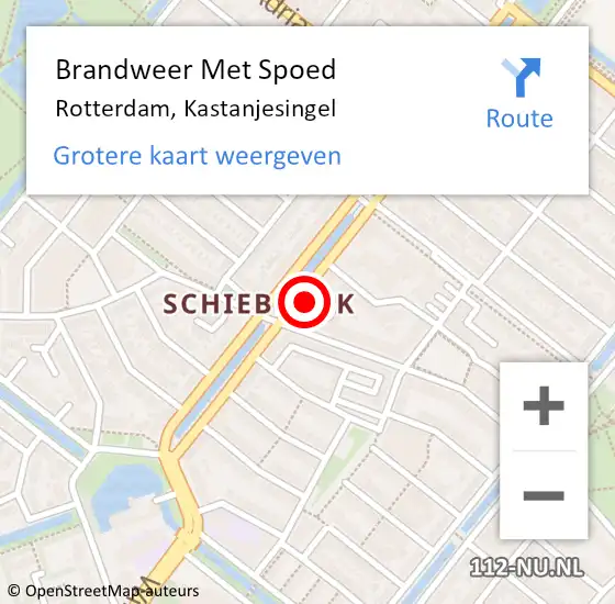 Locatie op kaart van de 112 melding: Brandweer Met Spoed Naar Rotterdam, Kastanjesingel op 20 februari 2024 12:51