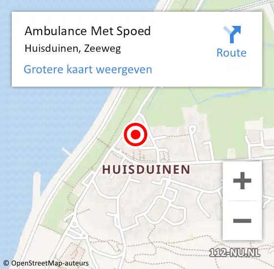 Locatie op kaart van de 112 melding: Ambulance Met Spoed Naar Huisduinen, Zeeweg op 20 februari 2024 14:02