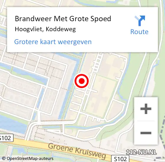 Locatie op kaart van de 112 melding: Brandweer Met Grote Spoed Naar Hoogvliet, Koddeweg op 20 februari 2024 14:20