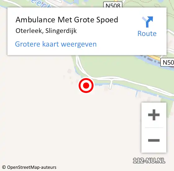 Locatie op kaart van de 112 melding: Ambulance Met Grote Spoed Naar Oterleek, Slingerdijk op 20 februari 2024 14:20
