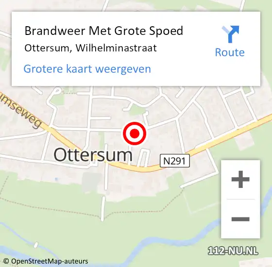 Locatie op kaart van de 112 melding: Brandweer Met Grote Spoed Naar Ottersum, Wilhelminastraat op 20 februari 2024 14:30
