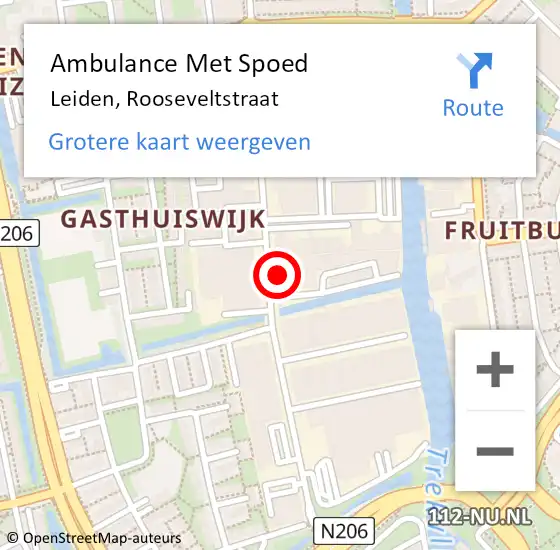 Locatie op kaart van de 112 melding: Ambulance Met Spoed Naar Leiden, Rooseveltstraat op 20 februari 2024 14:38