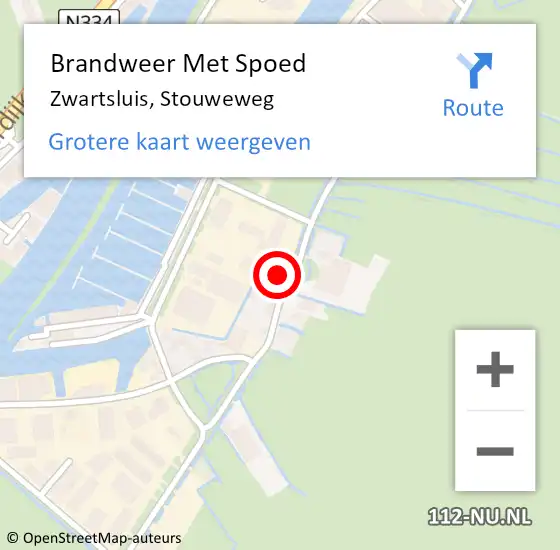 Locatie op kaart van de 112 melding: Brandweer Met Spoed Naar Zwartsluis, Stouweweg op 20 februari 2024 17:08