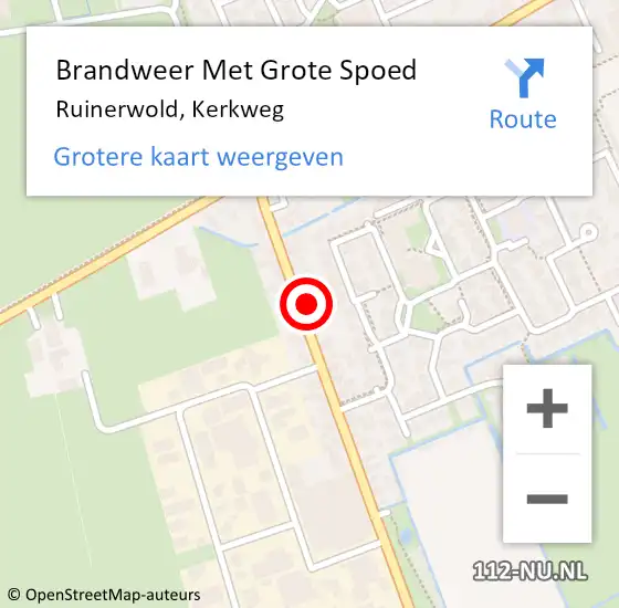 Locatie op kaart van de 112 melding: Brandweer Met Grote Spoed Naar Ruinerwold, Kerkweg op 20 februari 2024 17:42