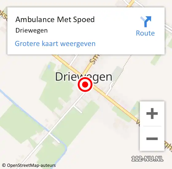Locatie op kaart van de 112 melding: Ambulance Met Spoed Naar Driewegen op 20 februari 2024 18:07