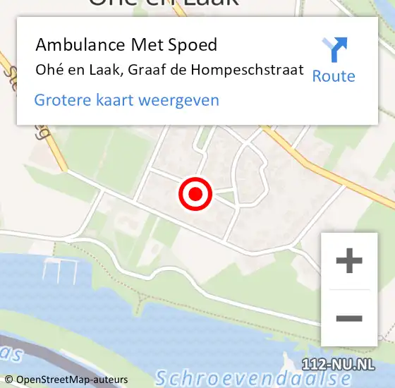 Locatie op kaart van de 112 melding: Ambulance Met Spoed Naar Ohé en Laak, Graaf de Hompeschstraat op 20 februari 2024 18:17