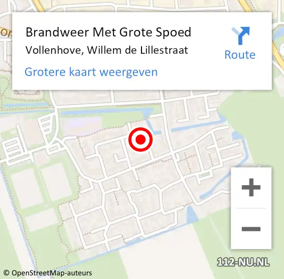 Locatie op kaart van de 112 melding: Brandweer Met Grote Spoed Naar Vollenhove, Willem de Lillestraat op 20 februari 2024 19:10