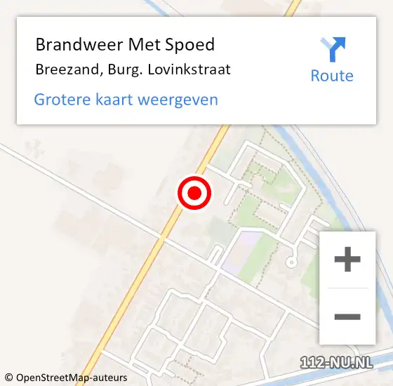 Locatie op kaart van de 112 melding: Brandweer Met Spoed Naar Breezand, Burg. Lovinkstraat op 20 februari 2024 19:25