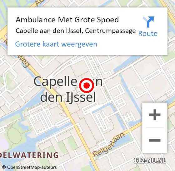 Locatie op kaart van de 112 melding: Ambulance Met Grote Spoed Naar Capelle aan den IJssel, Centrumpassage op 20 februari 2024 19:36